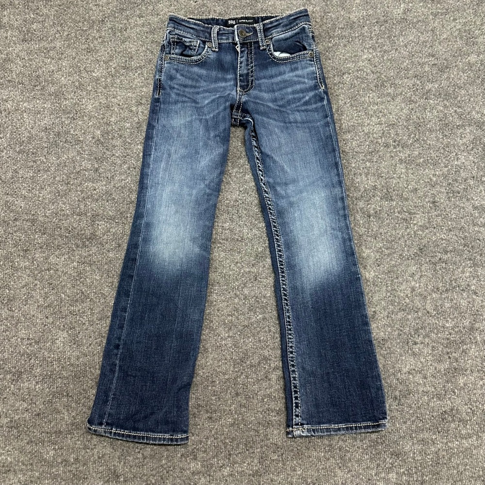 BKE Jeans Boys Size 12 Conner Bootcut Dark Wash Stretch Heavy Stitch Denim